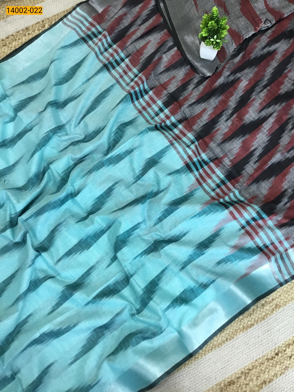 Skyblue Linen cotton sarees