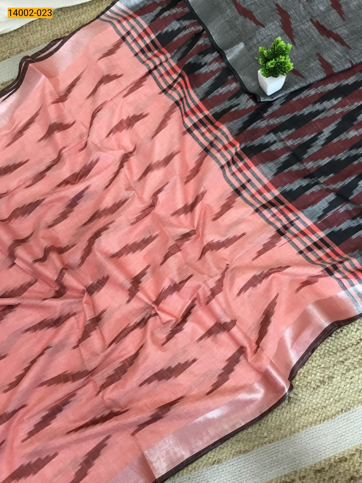 Red Linen cotton sarees