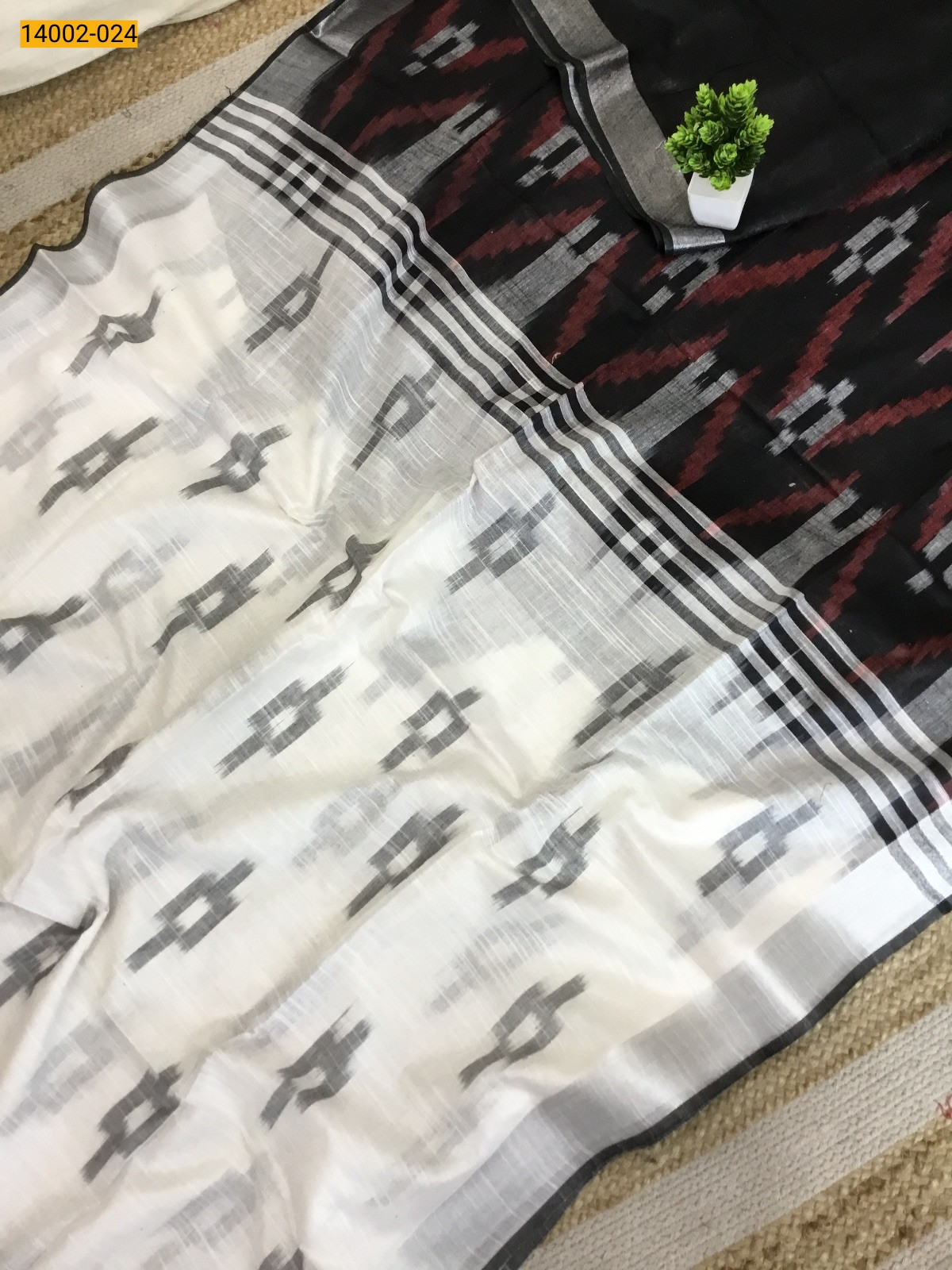 White Linen cotton sarees