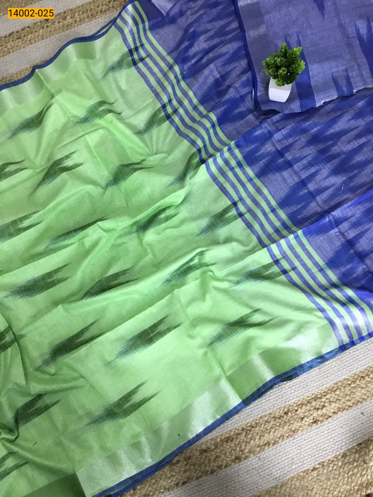 Green Linen cotton sarees