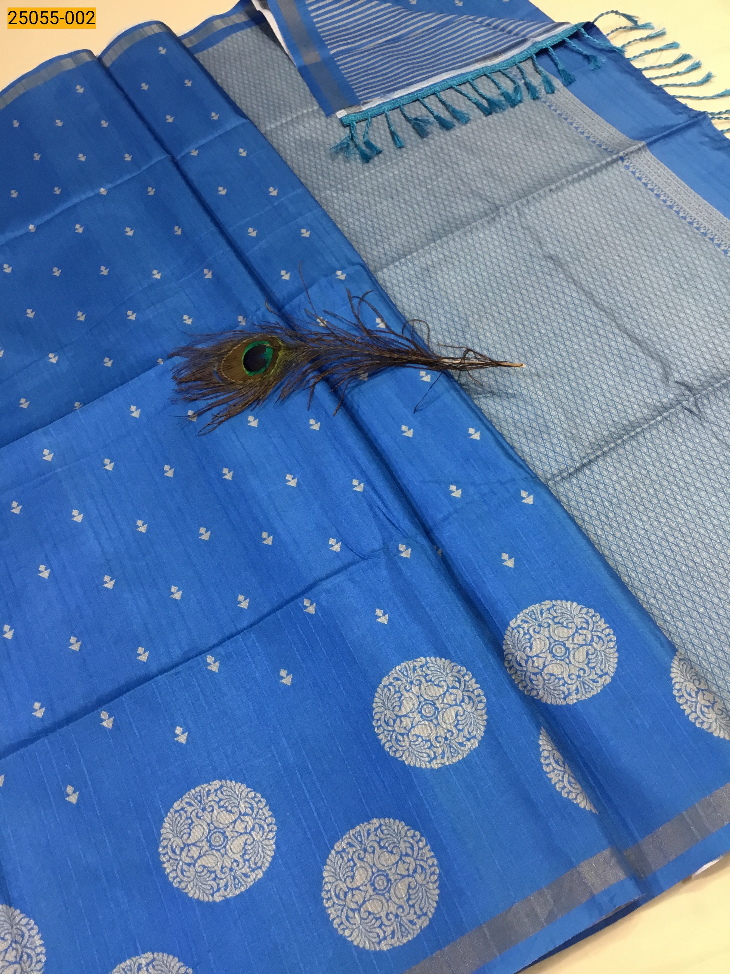 Blue Chanderi Fancy Silk Saree