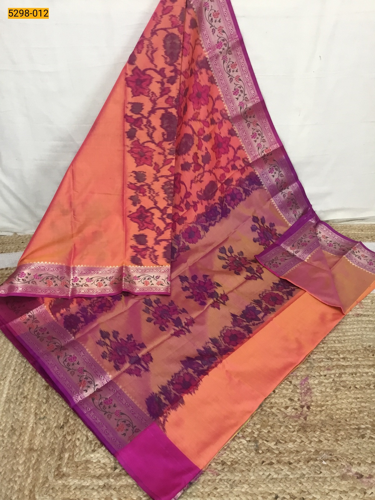 Orange Pochampally Ikkat Print Soft Silk Saree