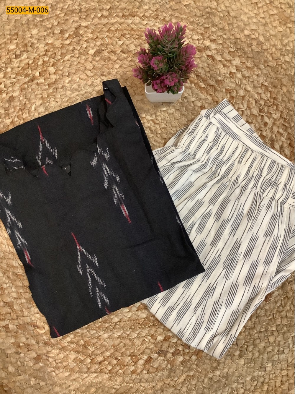 Black Handloom Ikkat Stiched Co-ord Set