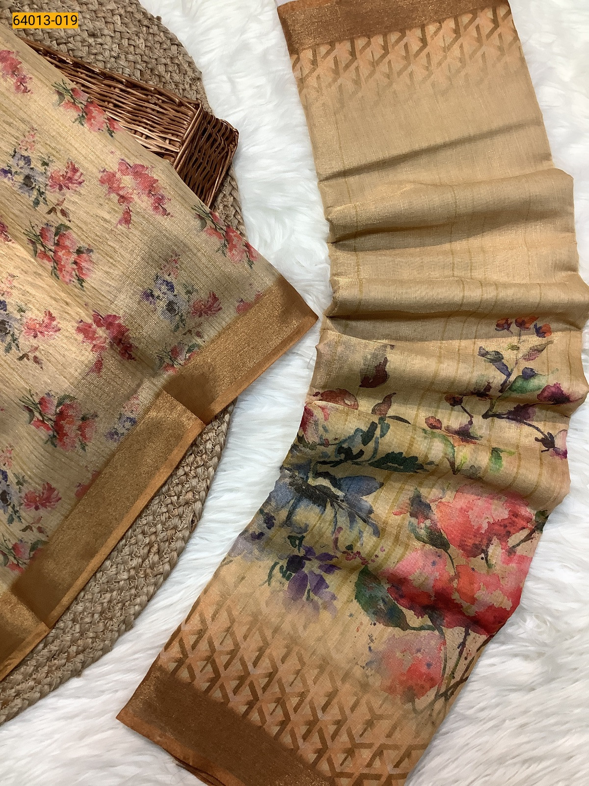 Beige Mushroom silk saree