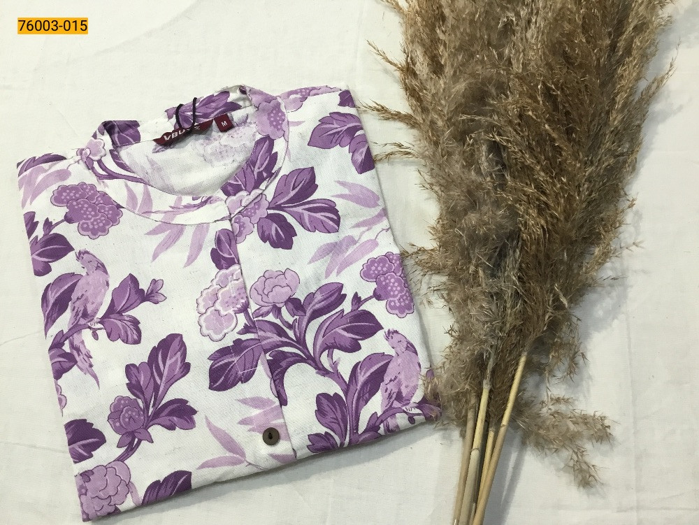 White Muslin Printed Kurti