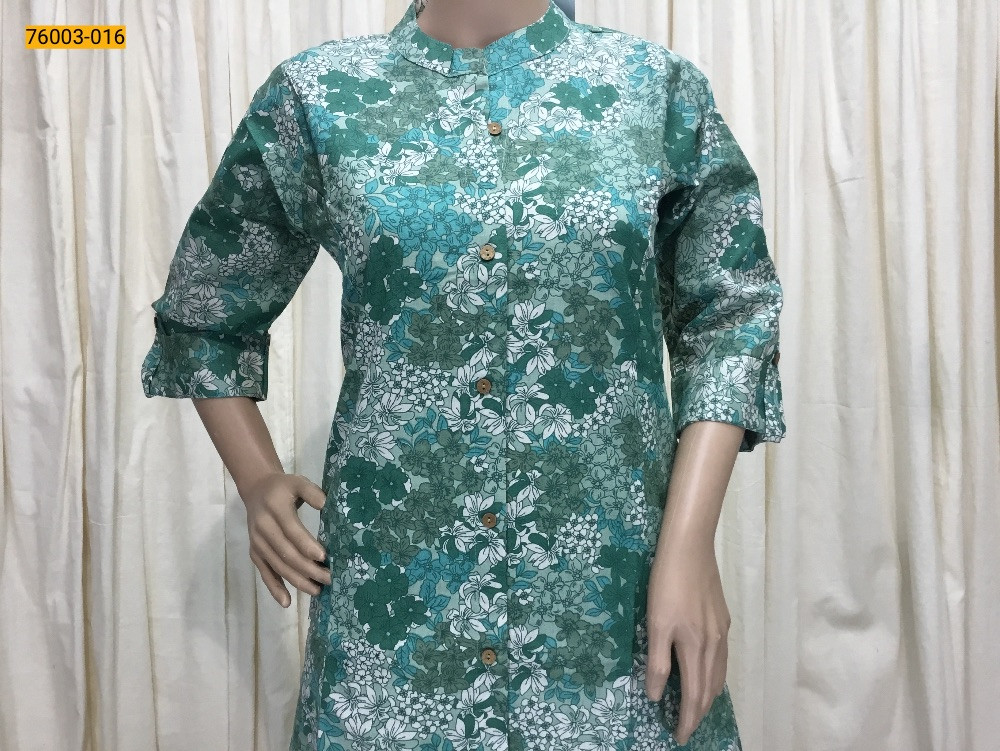 Green Muslin Printed Kurti