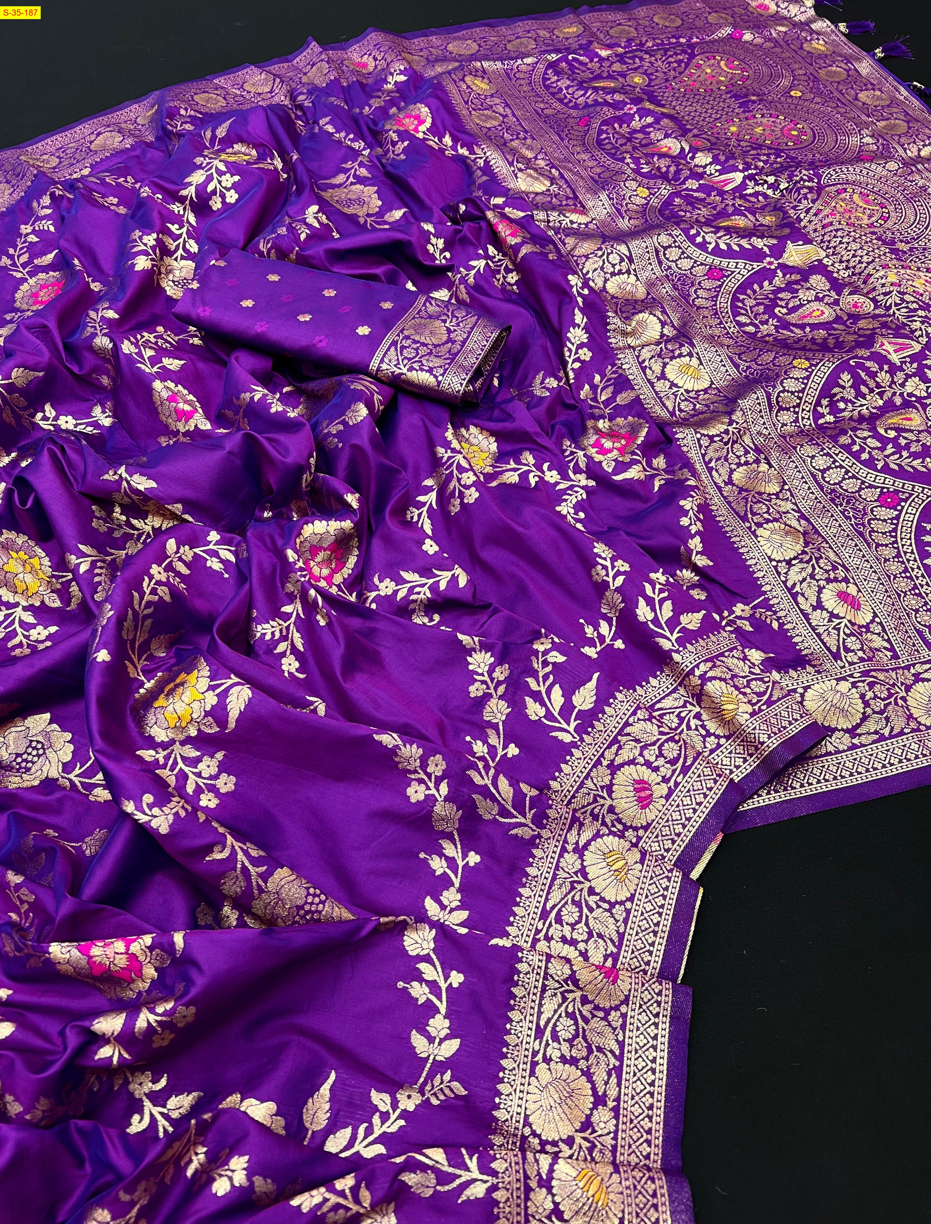 Purple Soft And pure Banarasi silk sarees