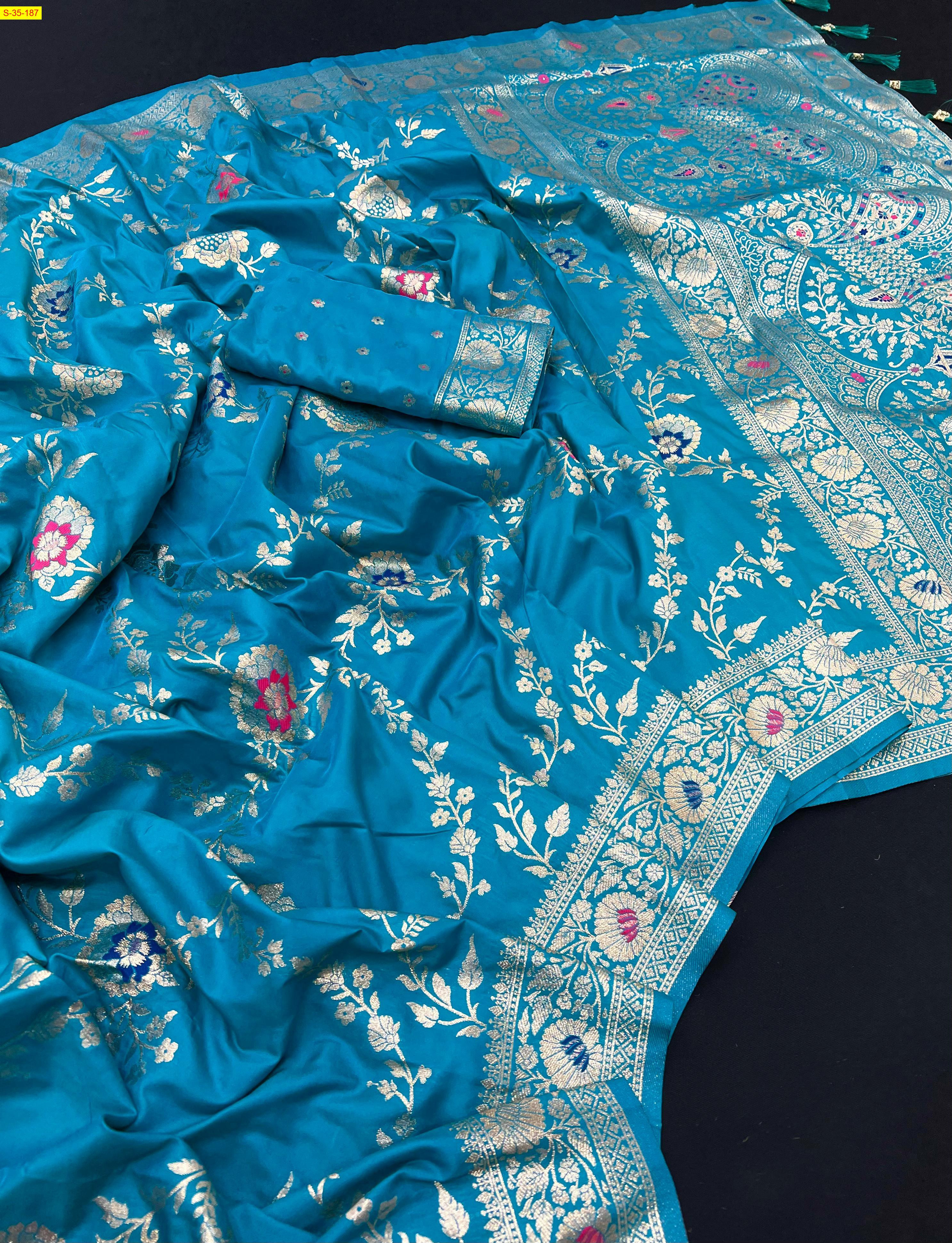 Blue Soft And pure Banarasi silk sarees