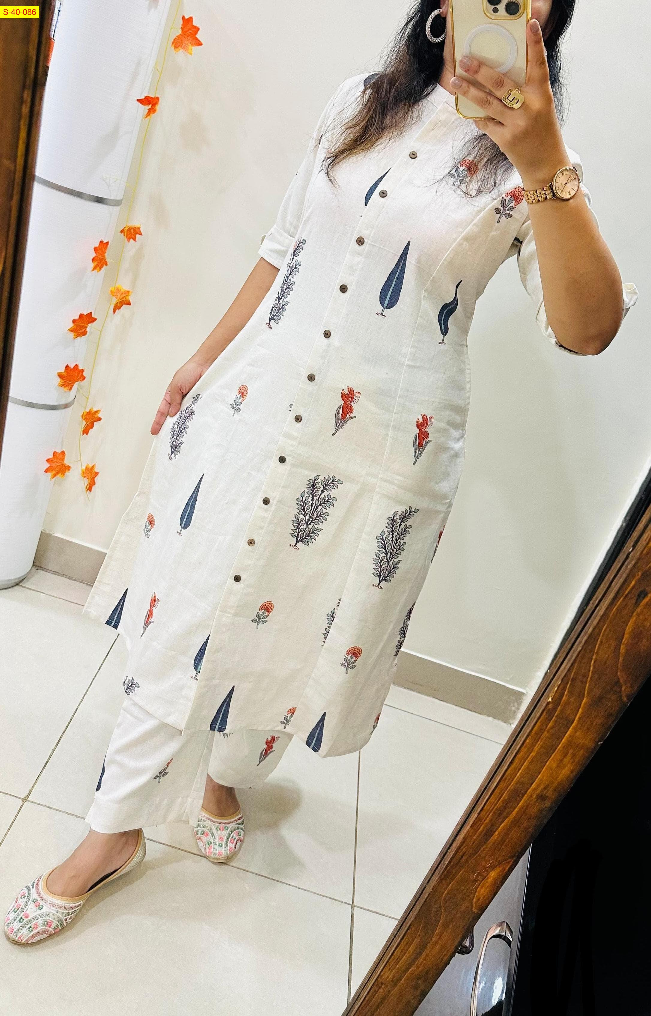  Premium printed Fine Cotton Kurti and pant 