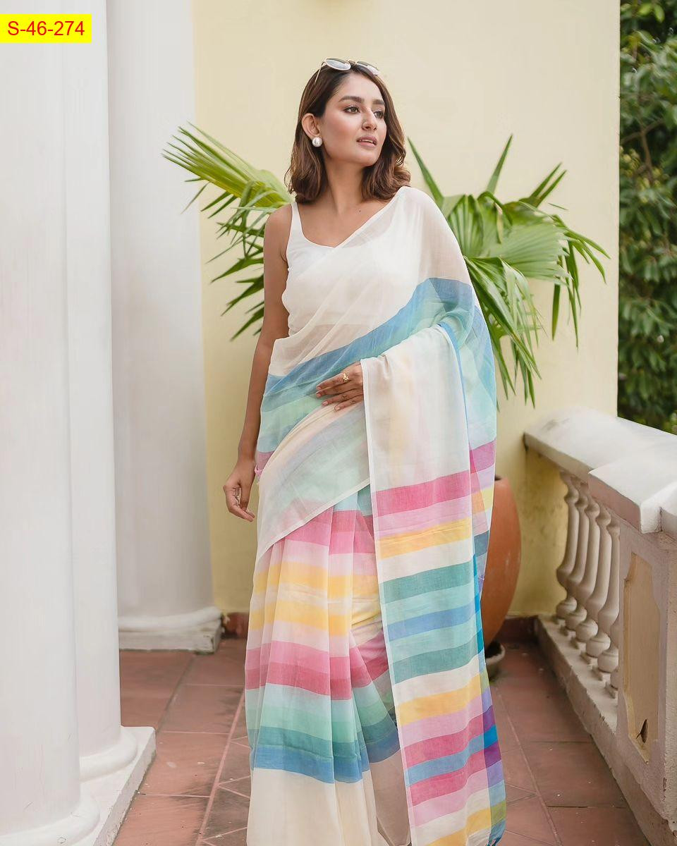 Linen cotton sarees 